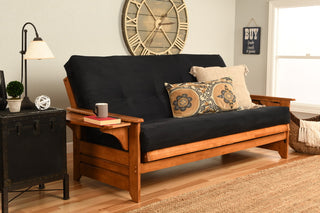 Mesa Frame Futon With Barbados Finish, Suede Black