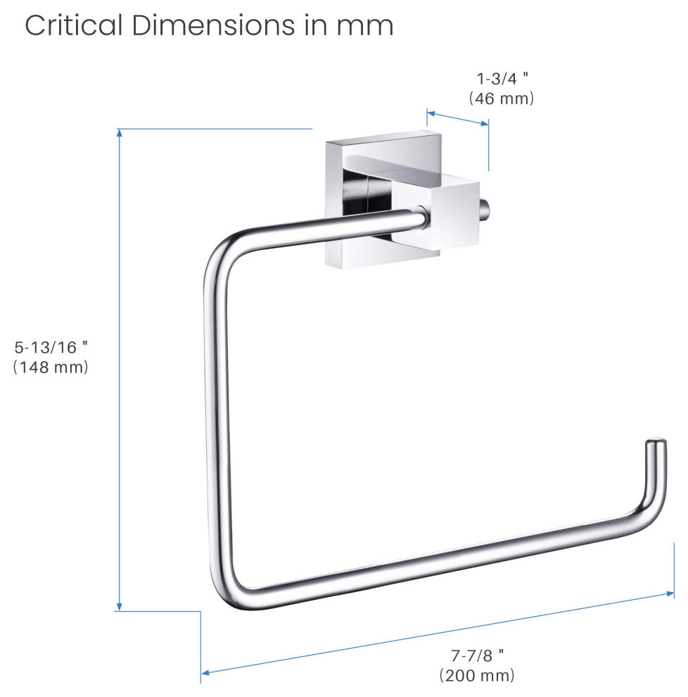 Cube Bathroom Towel Ring, Chrome