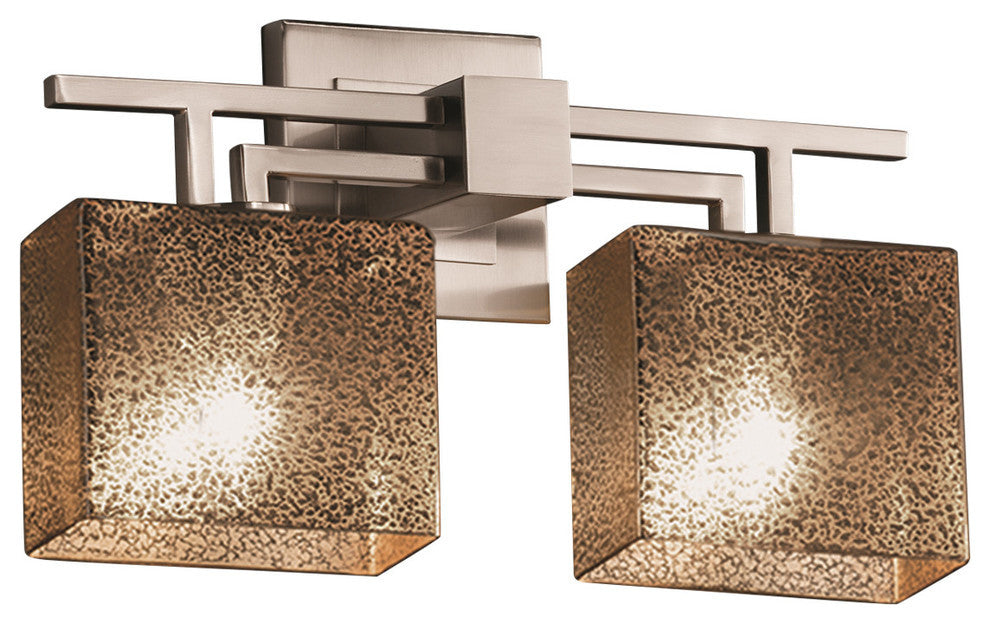 Fusion Aero 2-Light Bath Bar, Rectangle, Mercury Glass Shade