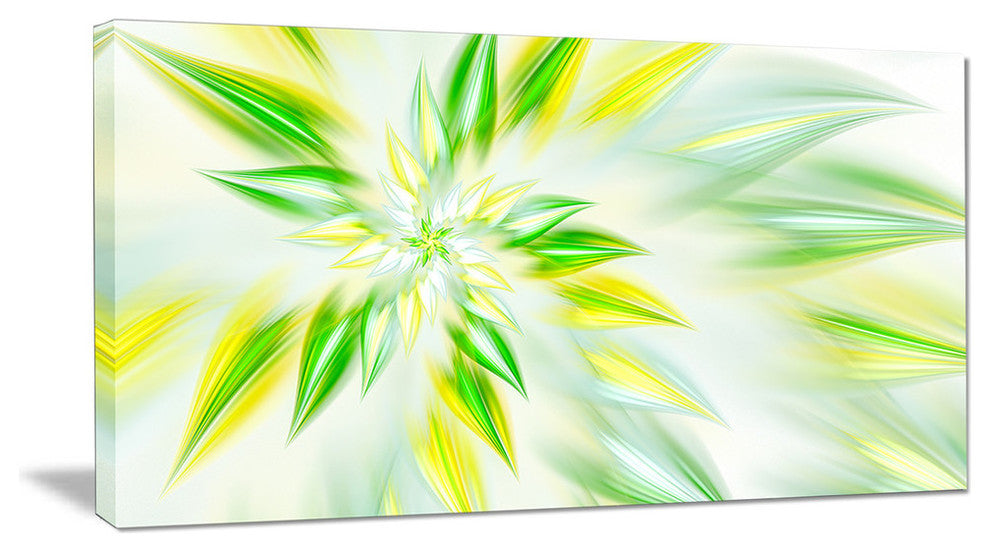 Light Green Fractal Spiral Flower, Oversized Abstract Canvas Art Print, 60x28