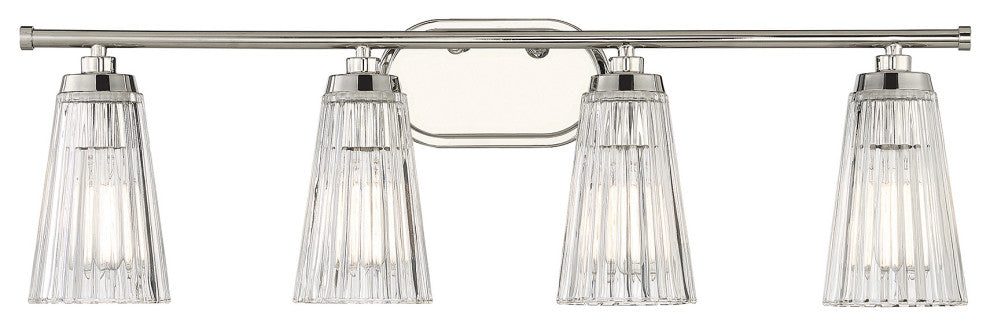 Chantilly 4-Light Bathroom Vanity Light, Polished Nickel