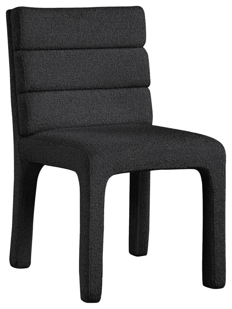 Kai Upholstered Dining Chair, Black, Boucle Fabric, Set of 2
