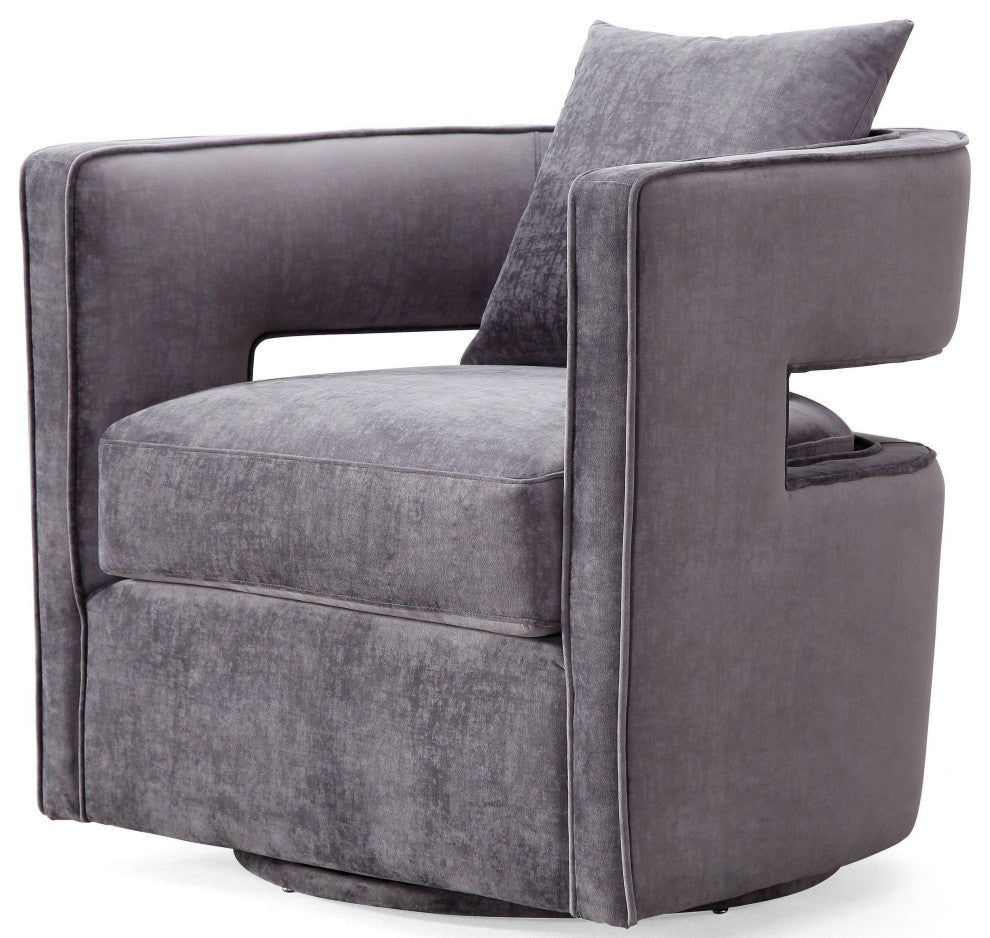Kennedy  Velvet Swivel Chair, Gray