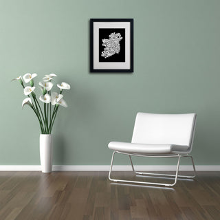 'Ireland Text Map 5' Matted Framed Canvas Art by Michael Tompsett