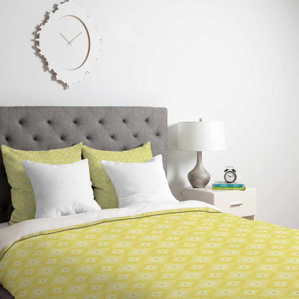 Deny Designs Caroline Okun Yellow Spirals Duvet Cover - Lightweight