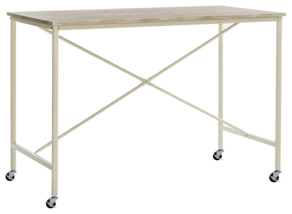Safavieh Callie Rolling Desk, Rustic Brown/Cream