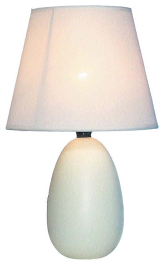 Simple Designs Mini Egg Oval Ceramic Table Lamp, White
