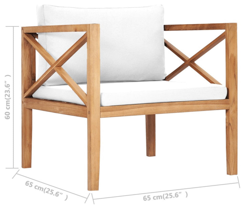 Vidaxl Patio Chair With Cream Cushions Solid Teak Wood