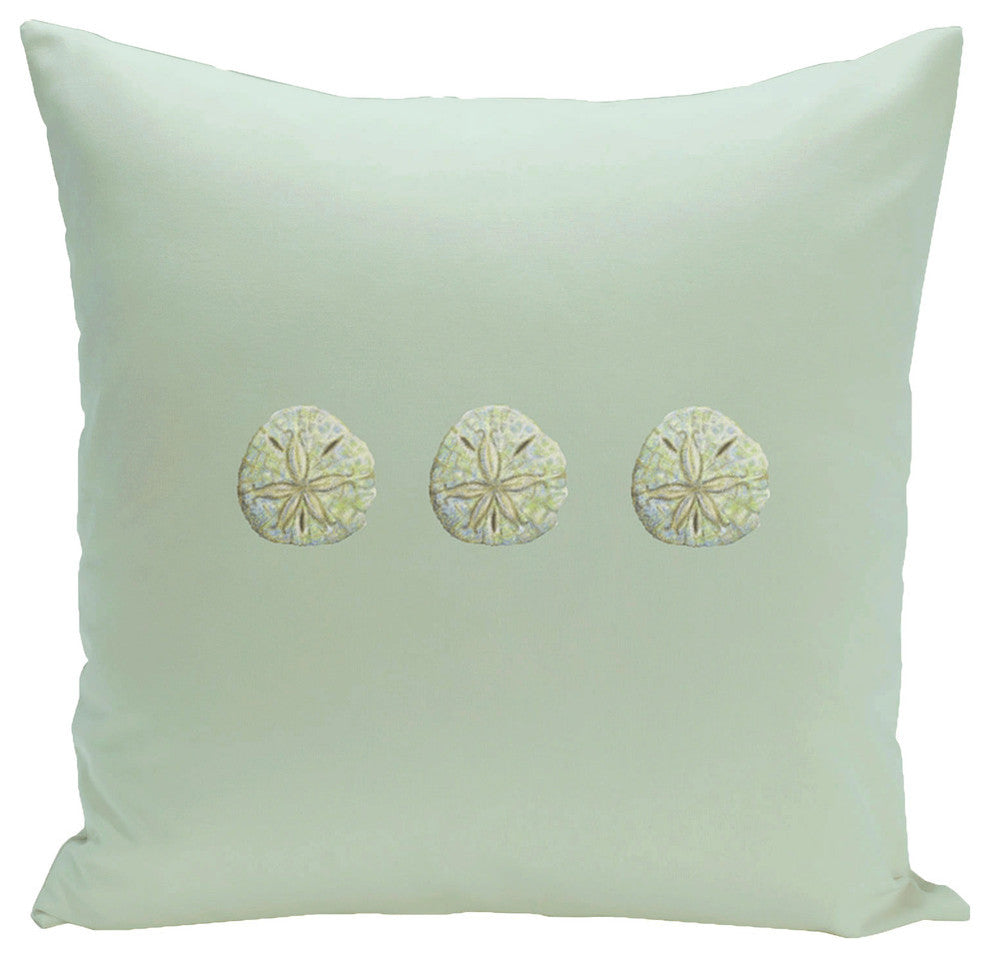 Polyester Decorative Pillow, Three Sanddollars, Green, 20"x20"