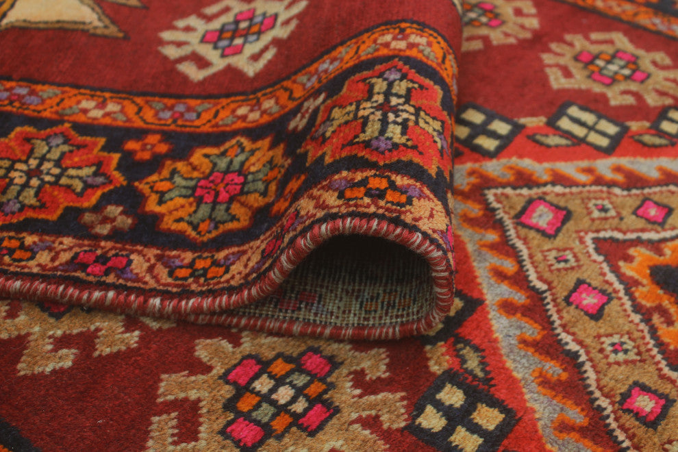 Fine Vintage Distressed Taysir Burgundy/Charcoal Runner, 3'11x13'3