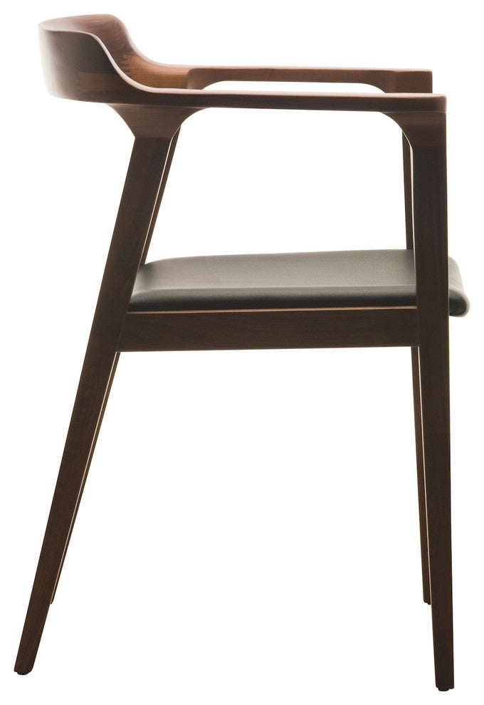 Caitlan Leather Dining Chair, Walnut Finish