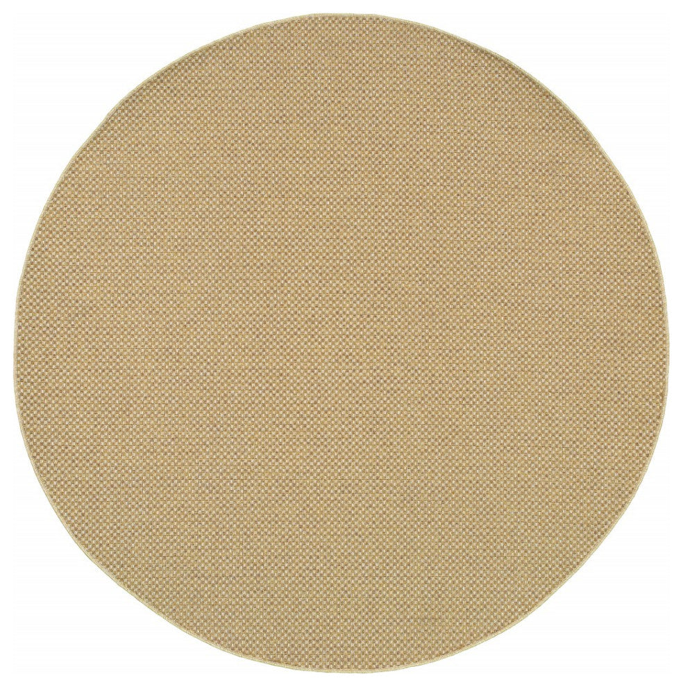 8" Round Solid Sand Beige Indoor Outdoor Area Rug