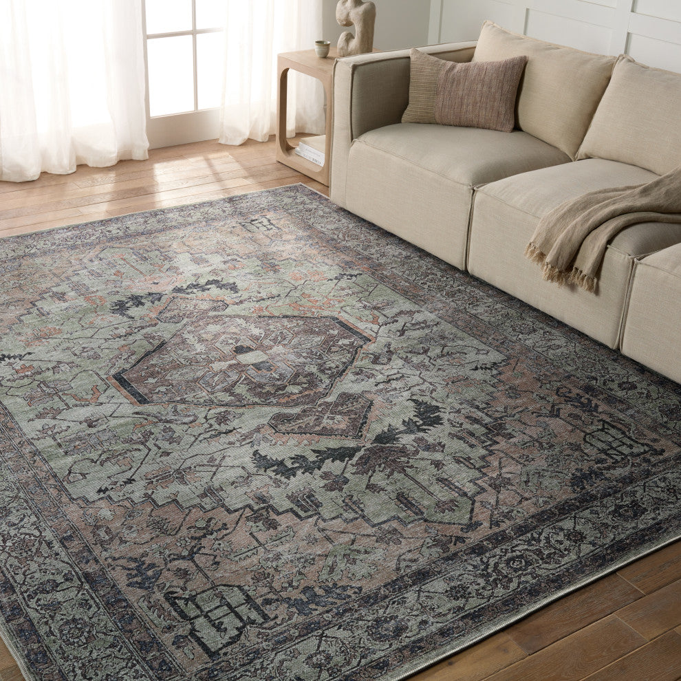 Vibe by Jaipur Living Abbott Medallion Green/ Dark Brown Area Rug 5'3"X8'