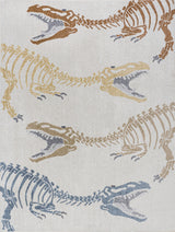 Kingdarr T-Rex Modern Kids Machine-Washable Cream/Multi 3 ft. x 5 ft. Runner Rug