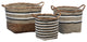 Dantes Natural Hand Woven Banana Stalk and Sea Grass Tri-Tone Baskets, Set of 3
