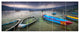 Boats near Pokhara Lake, Boat Canvas Art Print, 70"x28", 6 Panels