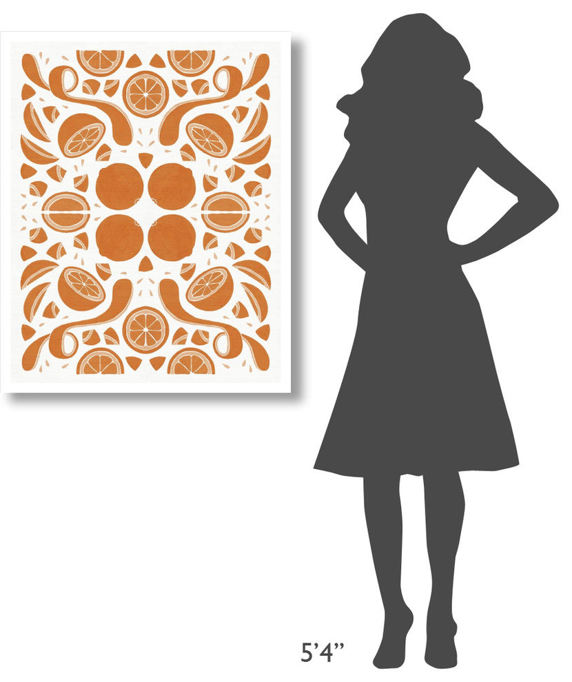 "Retro Orange Otomi Monotone" Digital Paper Print by Elyse DeNeige, 30"x37"
