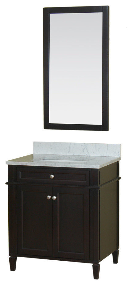 Samantha 30" Bathroom Vanity With Carrera Marble Top and Mirror
