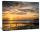 Dawn at Seaside during Low Tide, Modern Seashore Canvas Art, 60"x28"
