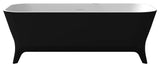 63" Solid Surface Freestanding Bathtub Matte Black Nightshade Series