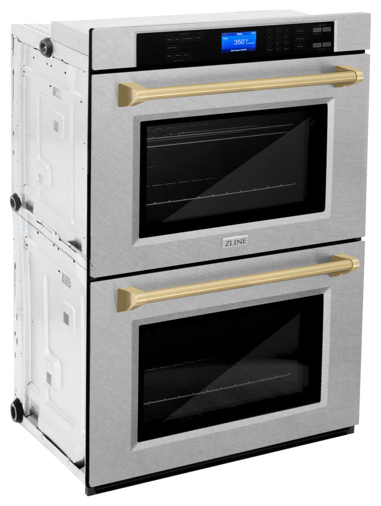 ZLINE DuraSnow Double Wall Oven With Champagne Bronze, AWDSZ-30-CB