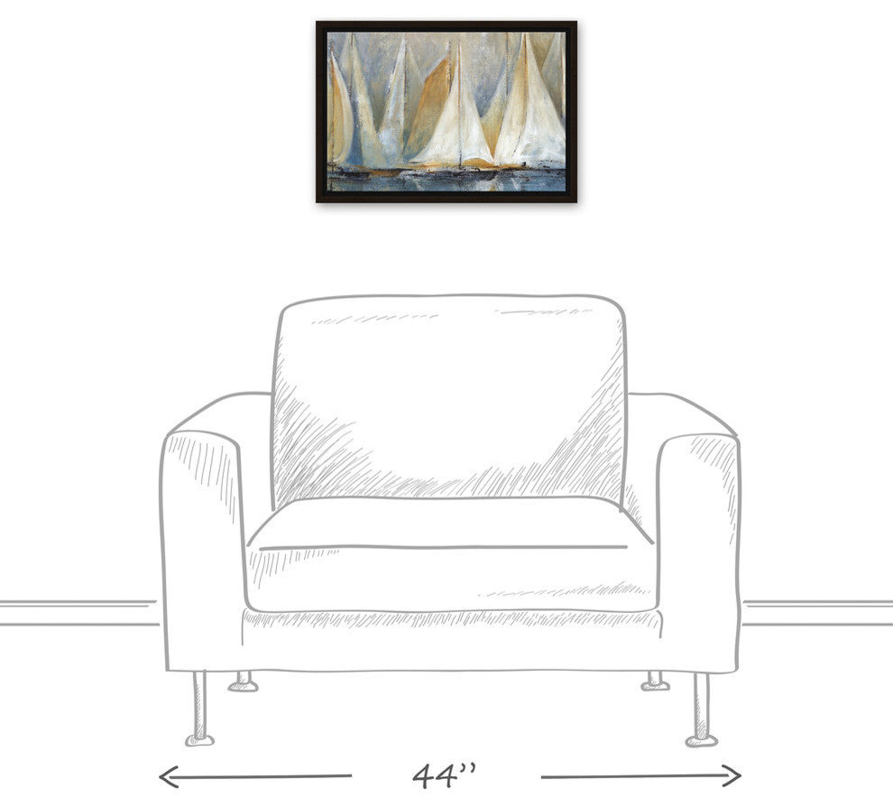 "Sailboats On Water" Canvas Wall Art, 12"x18", Framed