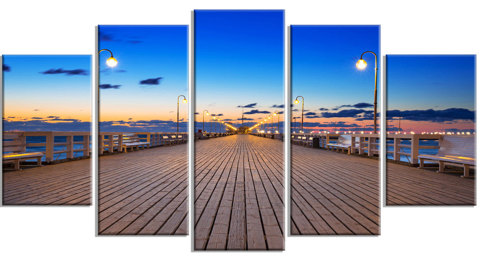 "Molo in Sopot at Baltic Sea" Canvas Print, 5 Panels