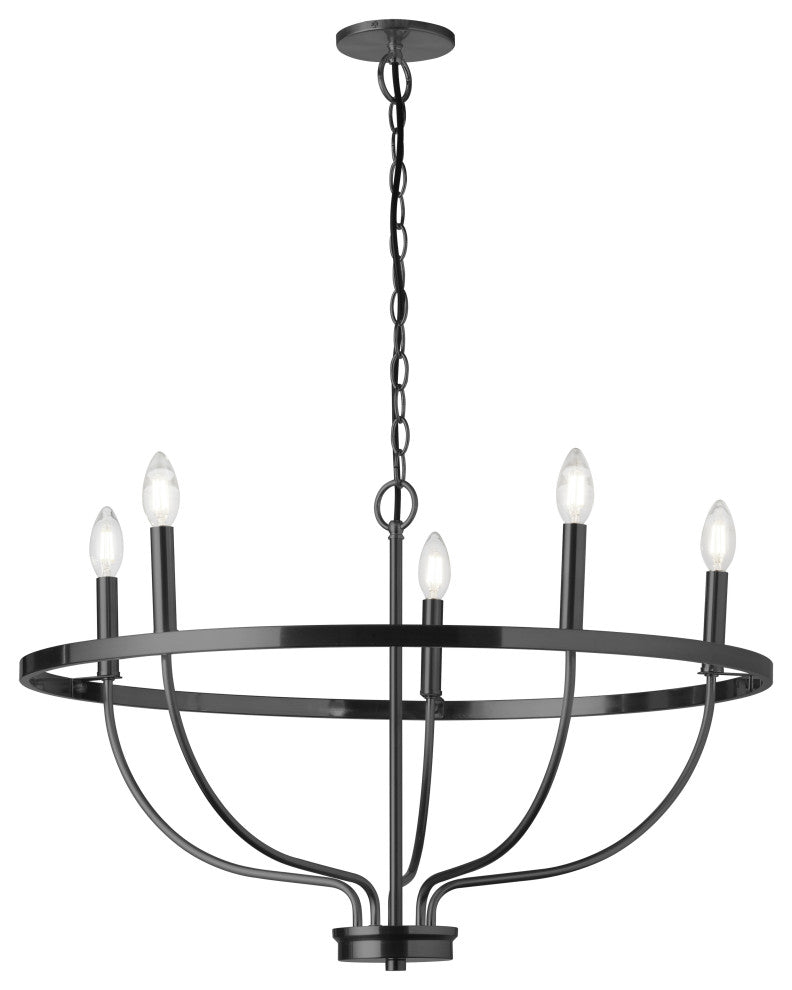 Matte Black Transitional Chandelier With Frosted Acrylic