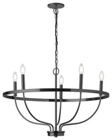 Matte Black Transitional Chandelier With Frosted Acrylic