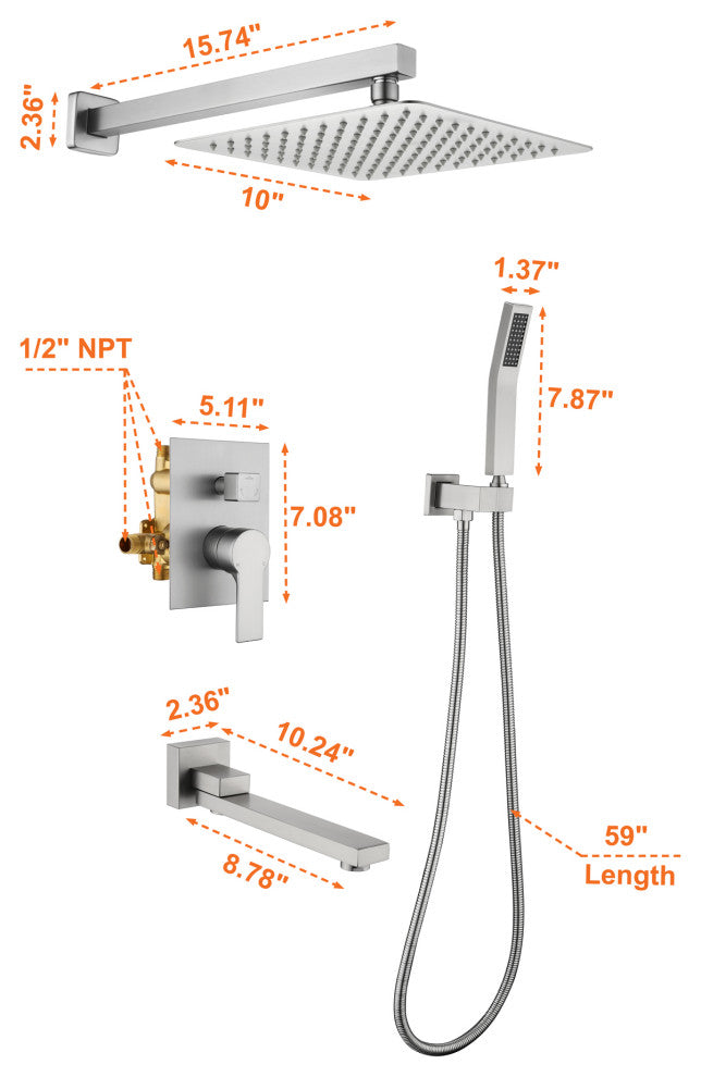 10" Shower System With Shower, Brushed Nickel