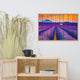 Faux Wood Lavender Fields and Sunset Landscape Framed Photo Paper Wall Art Print, Red Oak, 24" X 36"