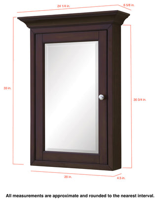 Newport Wall-Mounted Medicine Cabinet, Chocolate
