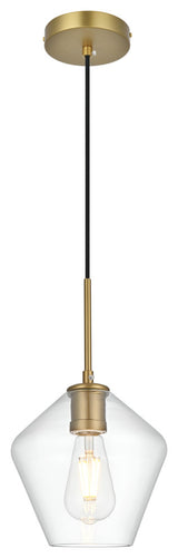 Home Living 8" Pendant Clear Shade, Satin Gold