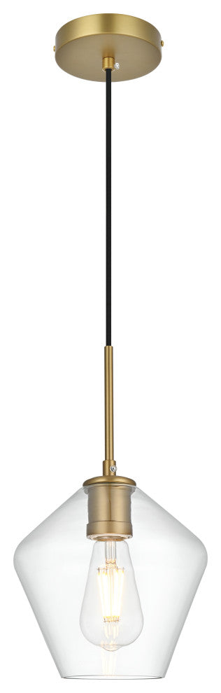 Home Living 8" Pendant Clear Shade, Satin Gold