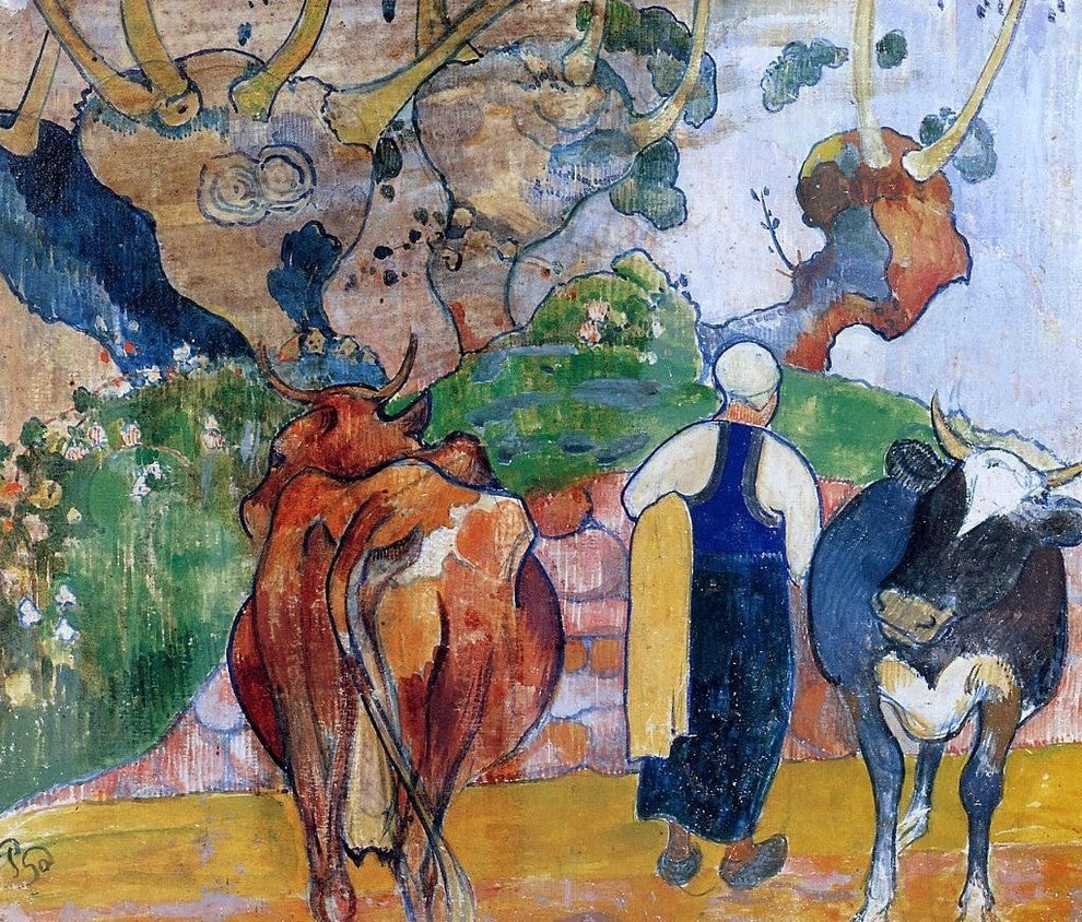 Paul Gauguin Peasant Woman and Cows in a Landscape Wall Decal