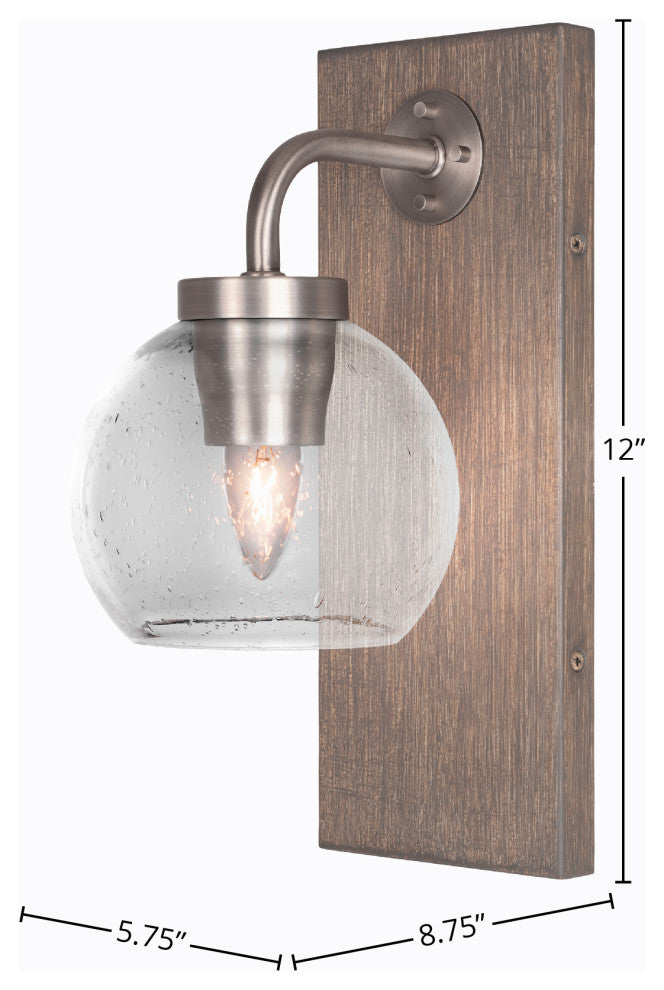 Oxbridge Wall Sconce, Graphite & Painted Distressed Metal,  5.75" Clear Bubble