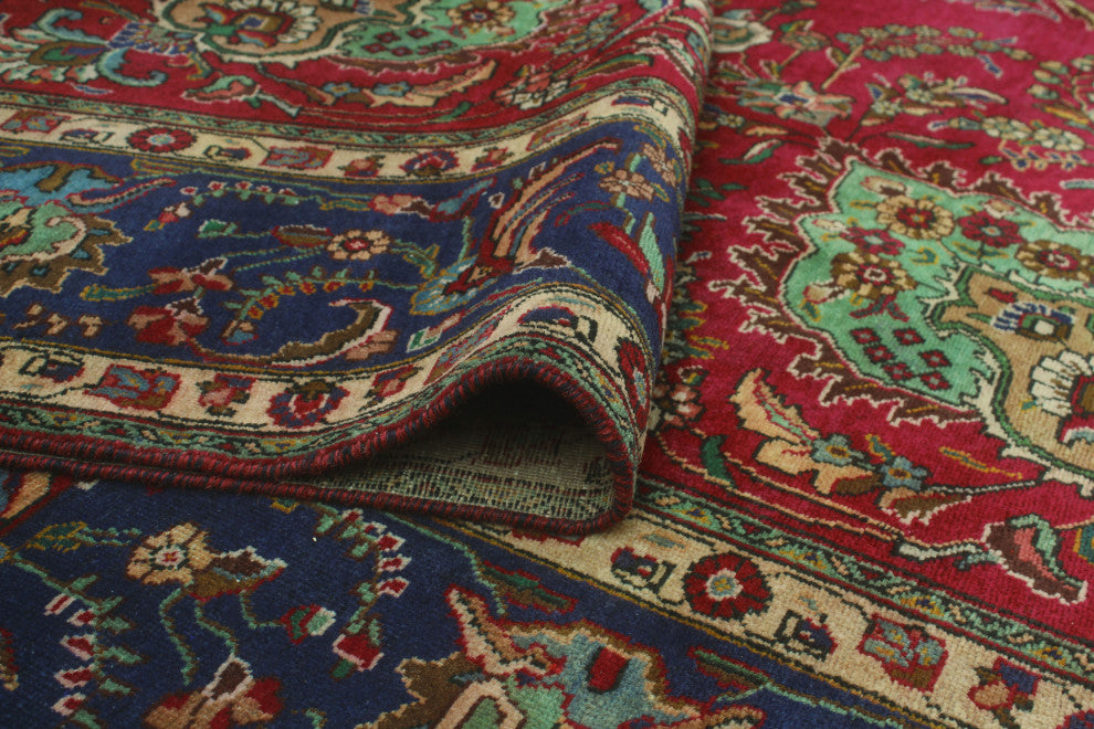 Fine Vintage Distressed Francely Magenta/Navy Rug, 9'9x13'0