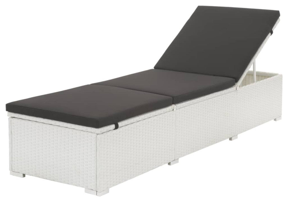 vidaXL Sun Lounger With Cushion Poly Rattan White