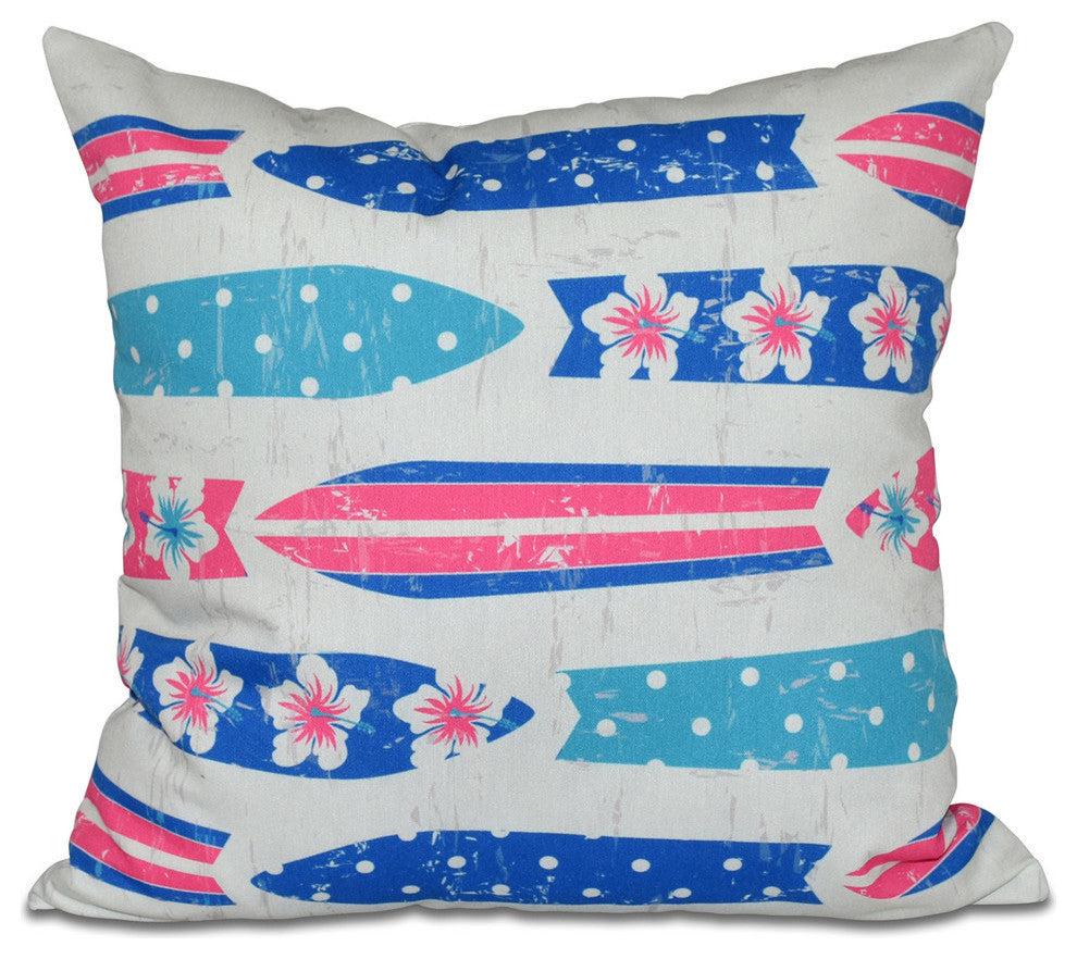 Dean, Geometric Print Pillow, Blue, 18"x18"