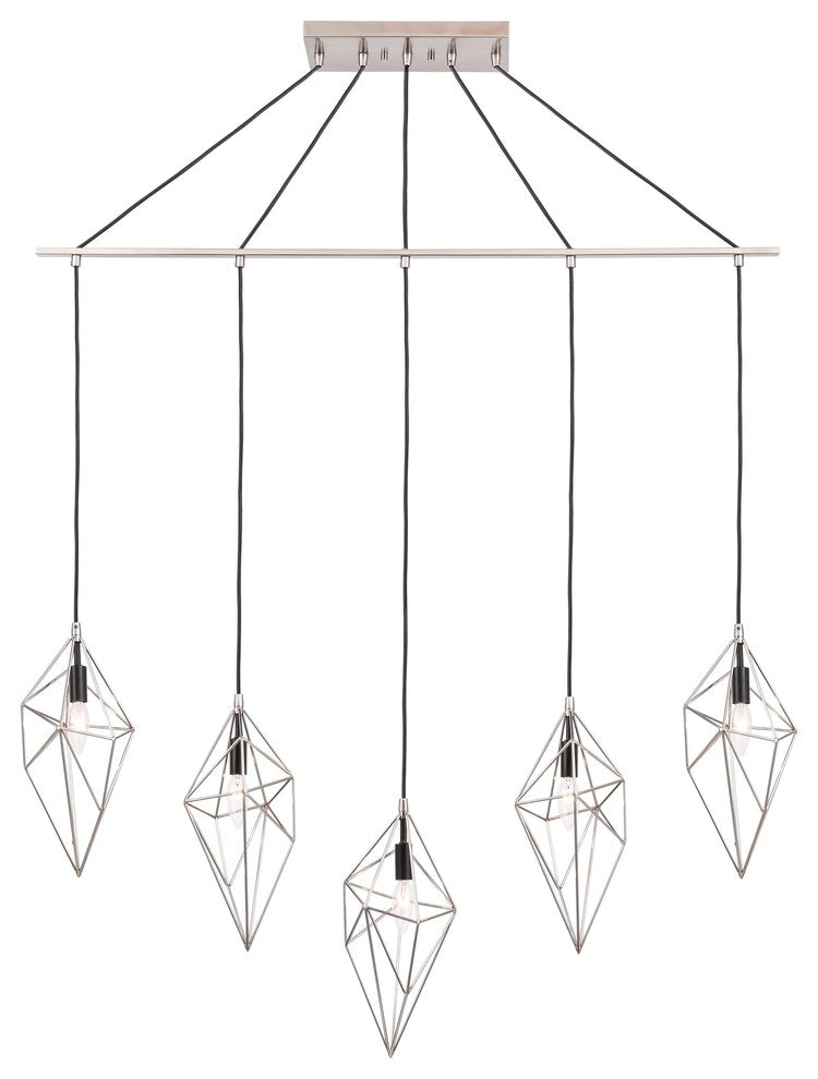 Woodbridge Lighting Lanning 5-Light Linear Pendant, Chrome/Bronze