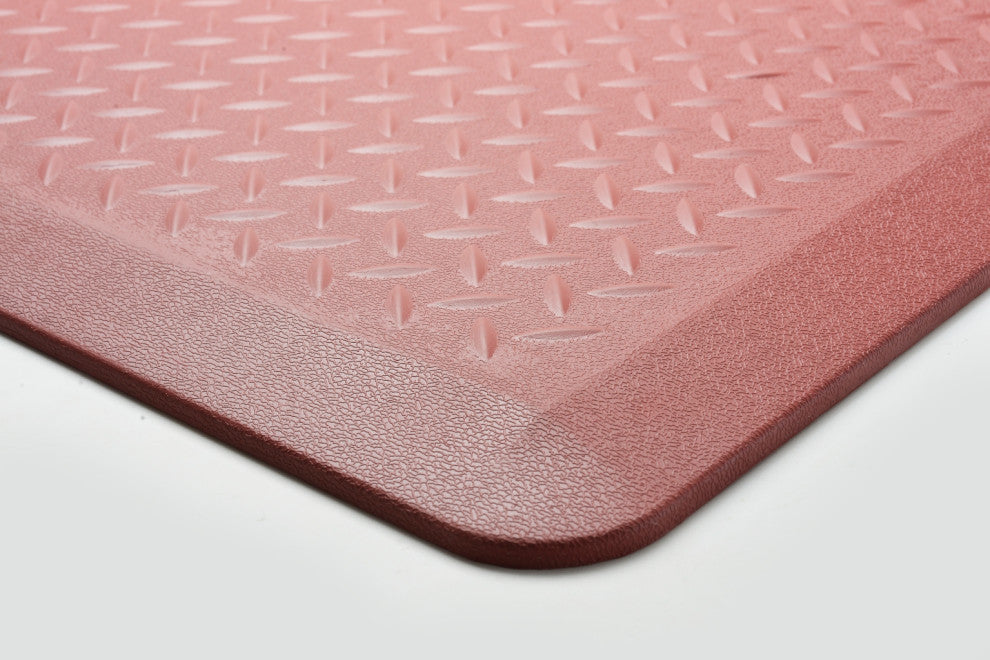 Anti-Fatigue Floor Mat, Tread Plate Pattern 24"x36"x2/3", Marsala, Set of 2