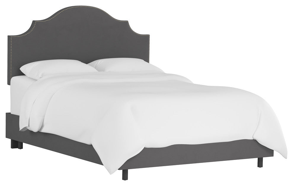 Brenson Twin Nail Button Notched Bed, Premier Charcoal