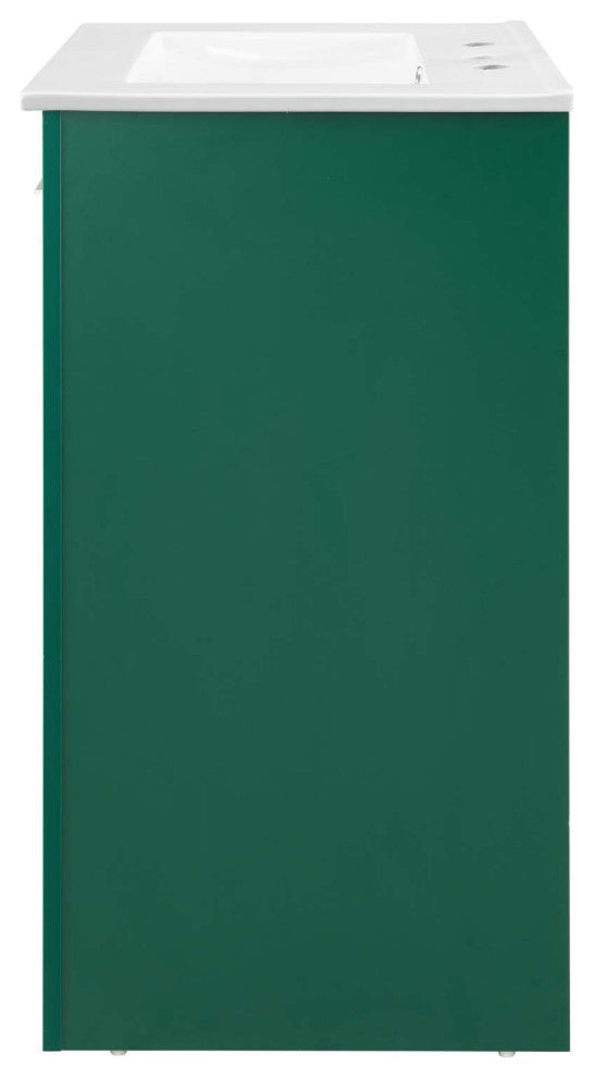 Sink Vanity Cabinet, Melamine, Green White, Modern, Hotel Bedroom Bathroom