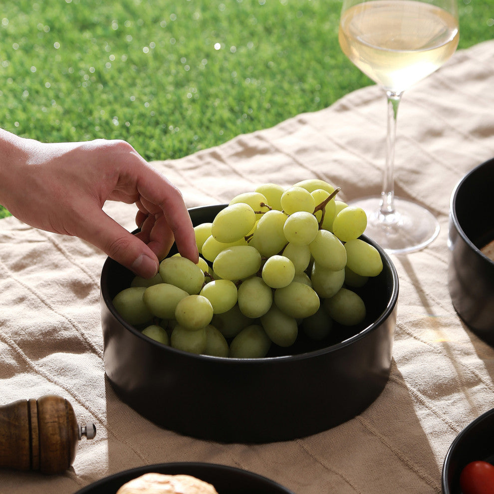 2-Piece Stone Lain Celina Stoneware Service Bowl Set, Black