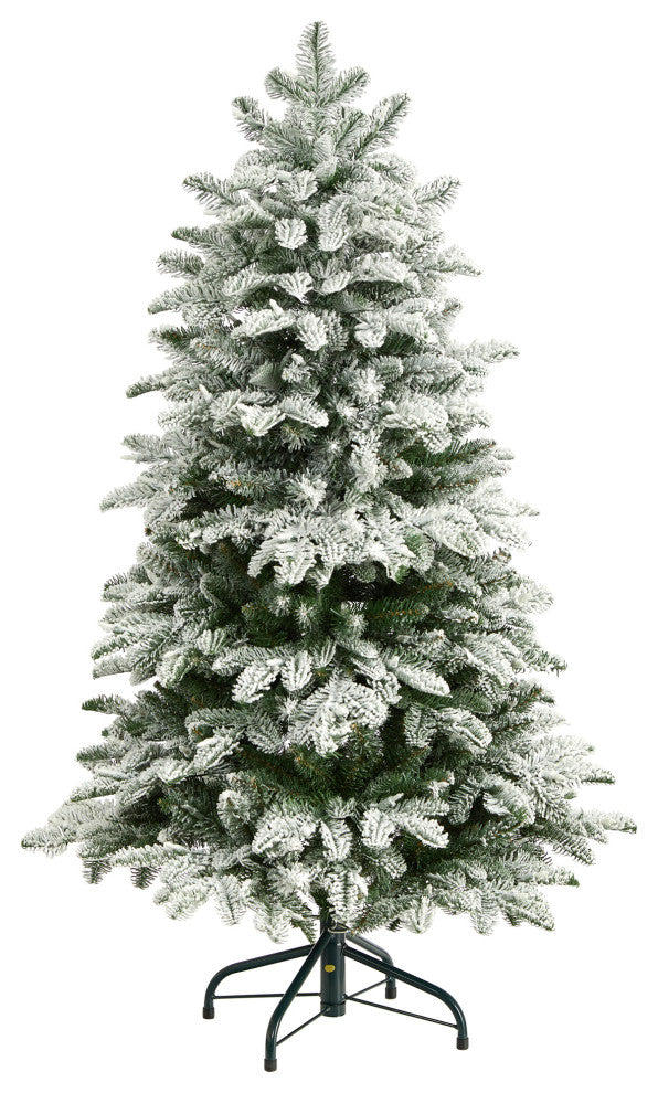 4' Flocked North Carolina Fir Artificial Christmas Tree, 250 Warm White Lights
