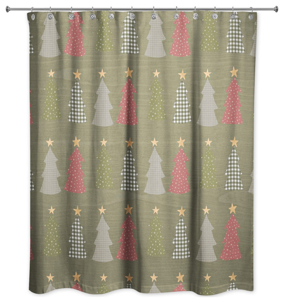 Green Tree Pattern 71x74 Shower Curtain