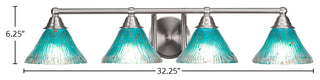 Paramount 4-Light Bath Bar, Brushed Nickel, 7" Teal Crystal Glass