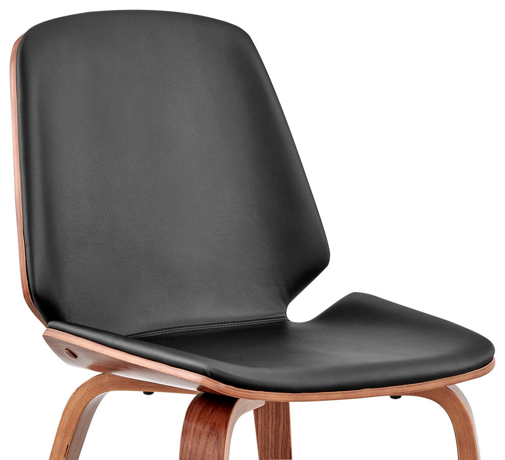Benzara BM248195 Leatherette Dining Chair With Slightly Curved Seat, Black