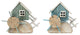 Water Wheel, 2-Piece Set, 8.5"Lx7"H Wood