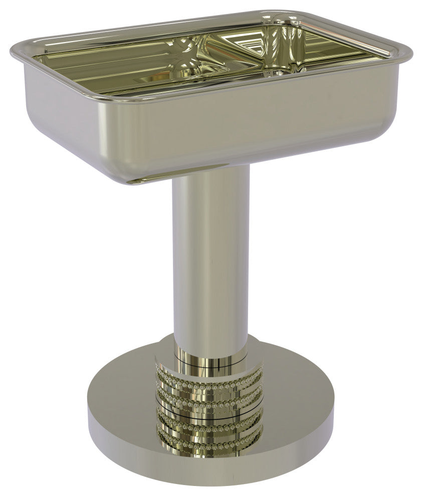 Vanity Top Soap Dish with Dotted Accents, Polished Nickel